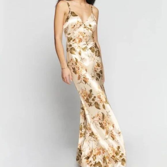 Reformation Esa Silk Maxi Dress NEW Bella Multicolor Floral Print V Neck Slip 8 - Picture 1 of 8